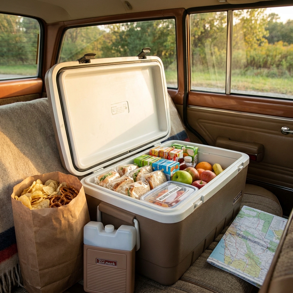 Nostalgic Memorial Day weekend road-trip snacks: 90s-inspired cooler and pantry checklist (safe, non-alcoholic)