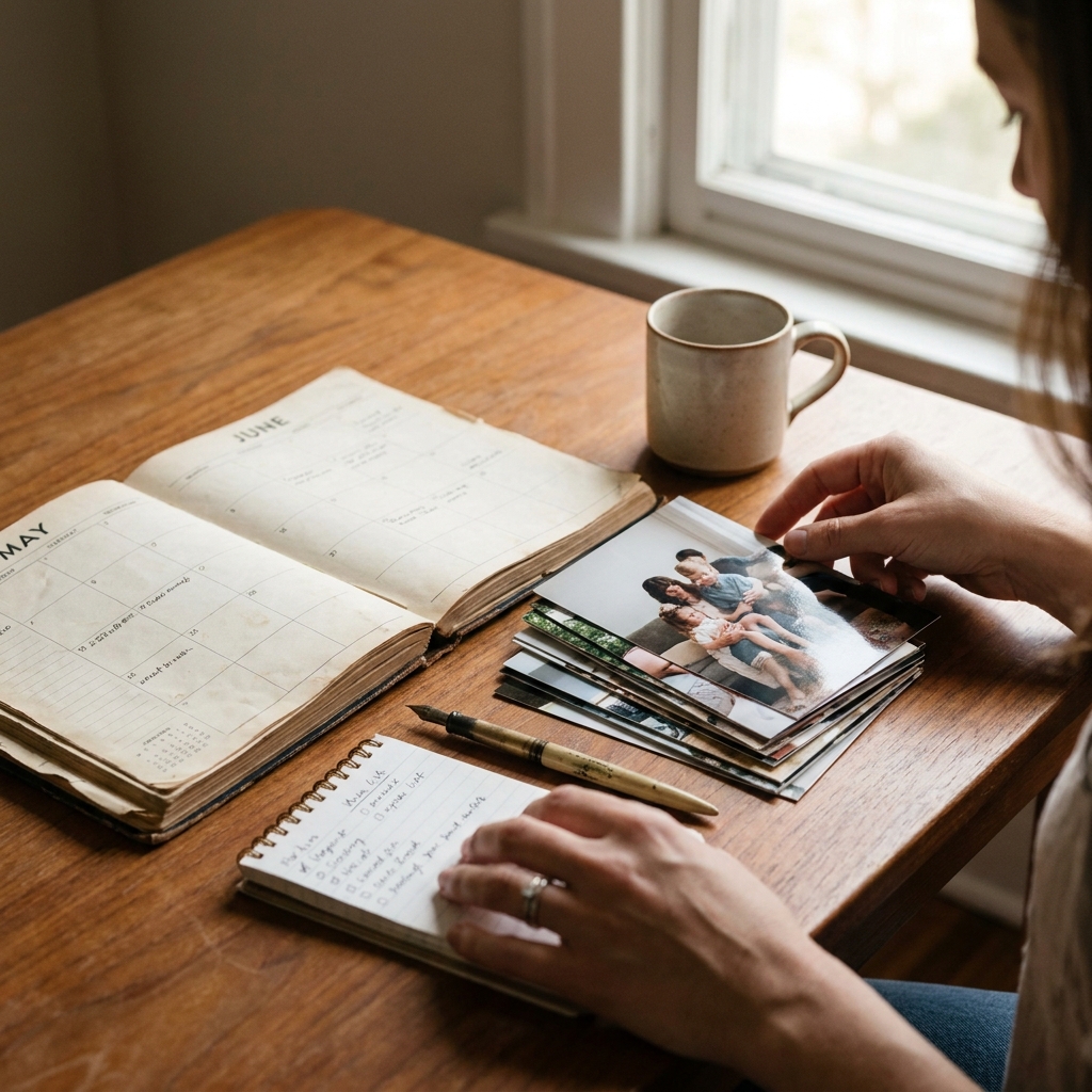 Nostalgic end-of-month ritual: a ‘May memory + June plan’ Sunday reset like we used to do with paper calendars