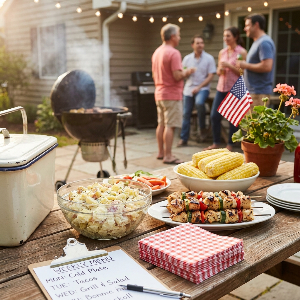 Nostalgic July 4 week meal planning: a 1990s-style ‘cookout week’ dinner plan (low-oven)