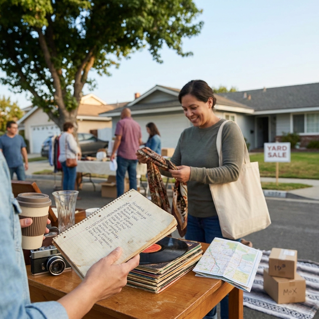 Nostalgic Saturday morning thrift + yard sale route: how to plan a fun, low-stress ‘treasure hunt’