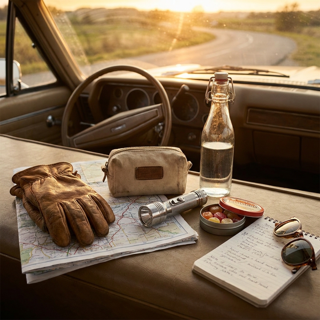 Nostalgic summer road trip basics: a glove-box checklist like the one our parents kept