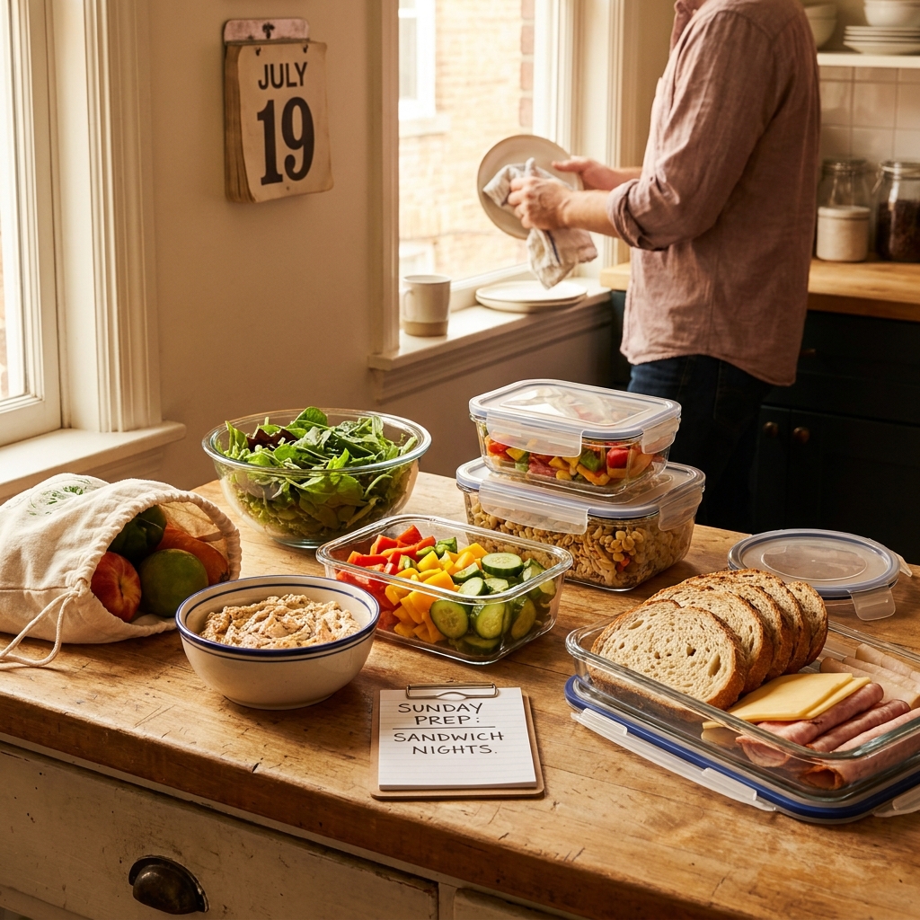 Nostalgic Sunday meal prep: a ‘sandwich night + pasta salad’ system for hot July weeks