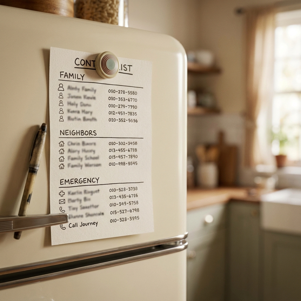 Nostalgic Sunday ‘phone book’ update: create an emergency contacts sheet for the fridge